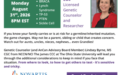 8/31/2026 – Genetic Counseling for Families Touched by an Inherited/Germline Mutation Webinar
